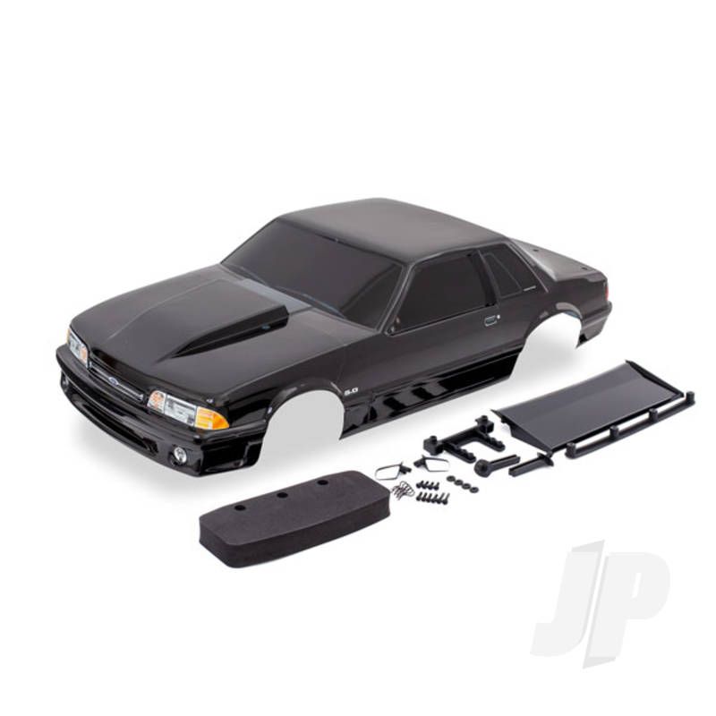 Traxxas Body, Ford Mustang, Fox Body, Black (Painted, Decals Applied) (Includes Side Mirrors, Wing, Wing Retainer, Rear Body Mount Posts, Foam Body Bumper, &amp; Mounting Hardware) (TRX9421A)