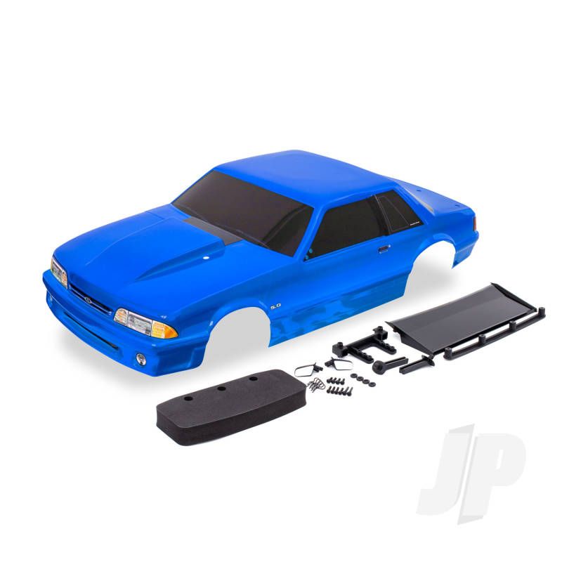 Traxxas Body, Ford Mustang, Fox Body, Blue (Includes Side Mirrors, Wing, Wing Retainer, Rear Body Mount Posts, Foam Body Bumper, &amp; Mounting Hardware) (TRX9421X)