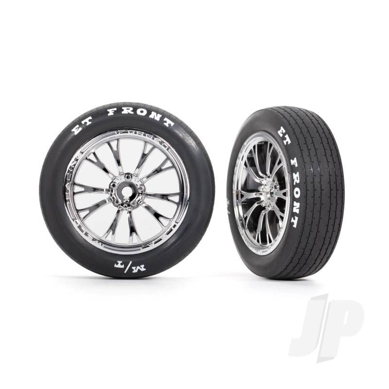 Traxxas Tyres &amp; Wheels, Assembled, Glued (Weld Chrome Wheels, Tyres, Foam Inserts) (Front) (2) (TRX9474R)