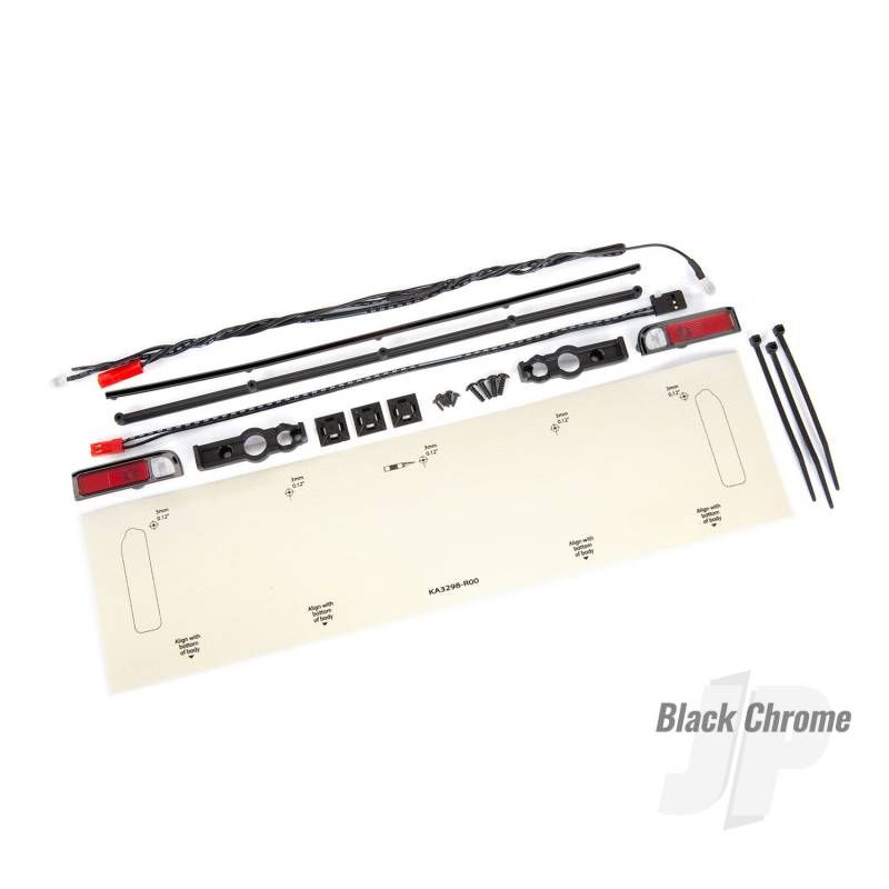 Traxxas Led Lights, Tail Lights (Red)/ Zip Ties (9)/ Tail Light Housings (Left &amp; Right)/ Tailgate Trim (Black Chrome) (TRX9497X)