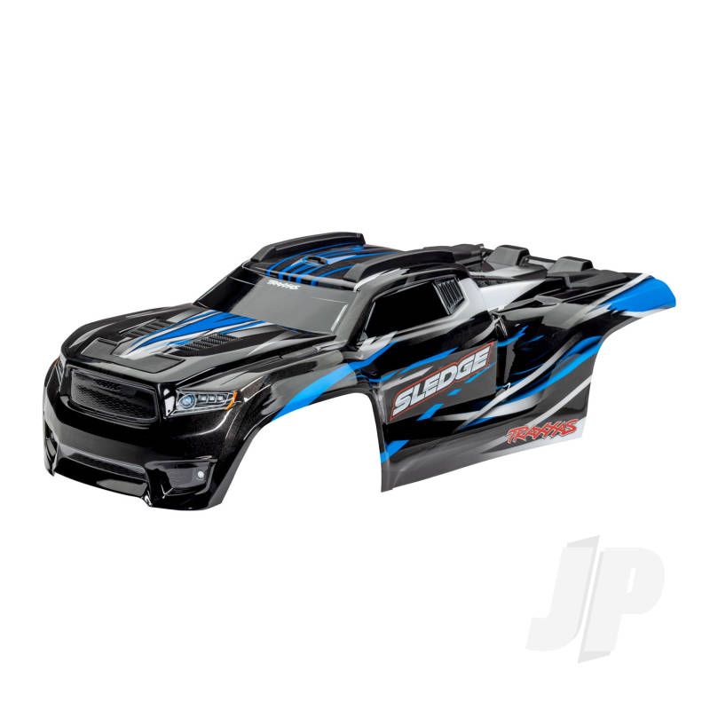 Traxxas Body, Sledge, Blue / Window, Grille, Lights Decal Sheet (Assembled With Front &amp; Rear Body Mounts And Rear Body Support For Clipless Mounting) (TRX9511A)