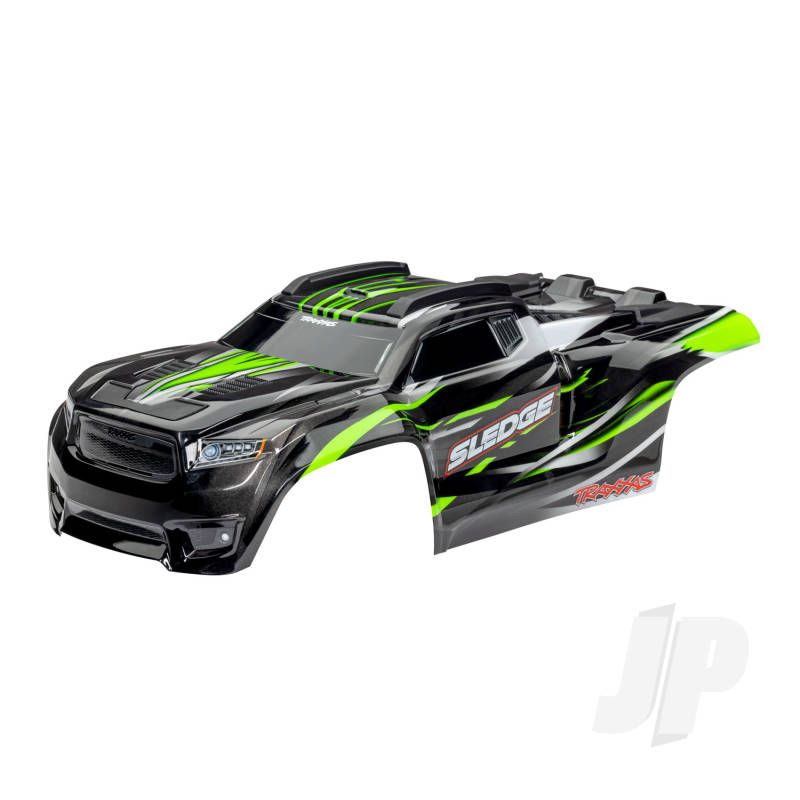 Traxxas Body, Sledge, Green / Window, Grille, Lights Decal Sheet (Assembled With Front &amp; Rear Body Mounts And Rear Body Support For Clipless Mounting) (TRX9511G)