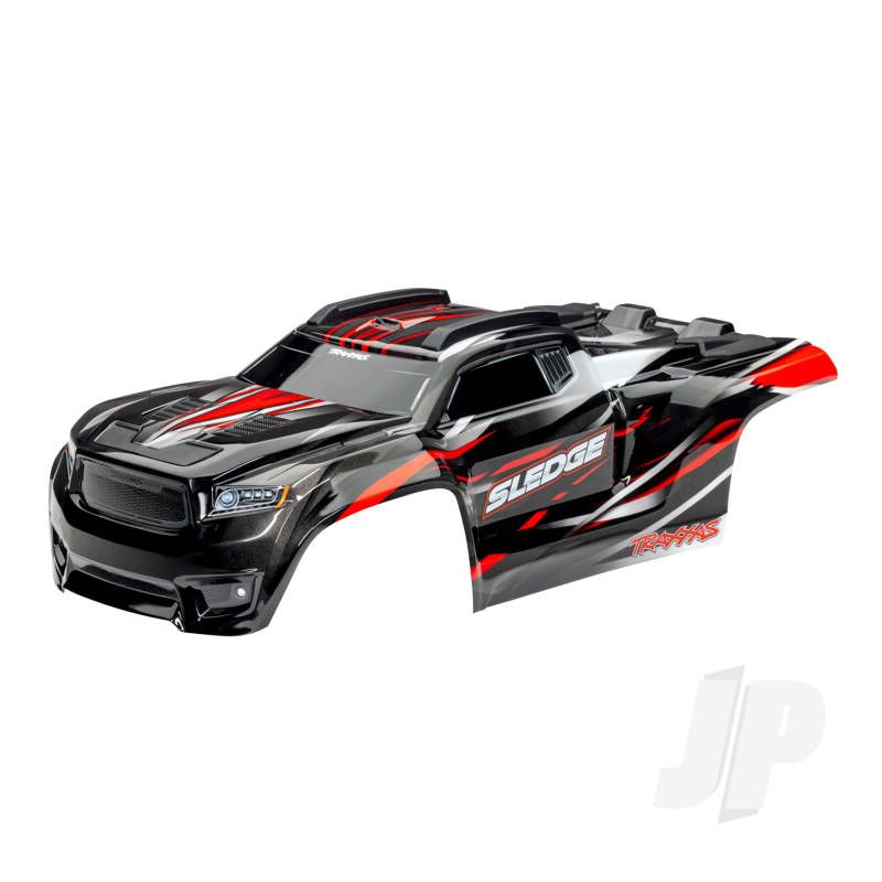 Traxxas Body, Sledge, Red / Window, Grille, Lights Decal Sheet (Assembled With Front &amp; Rear Body Mounts And Rear Body Support For Clipless Mounting) (TRX9511R)