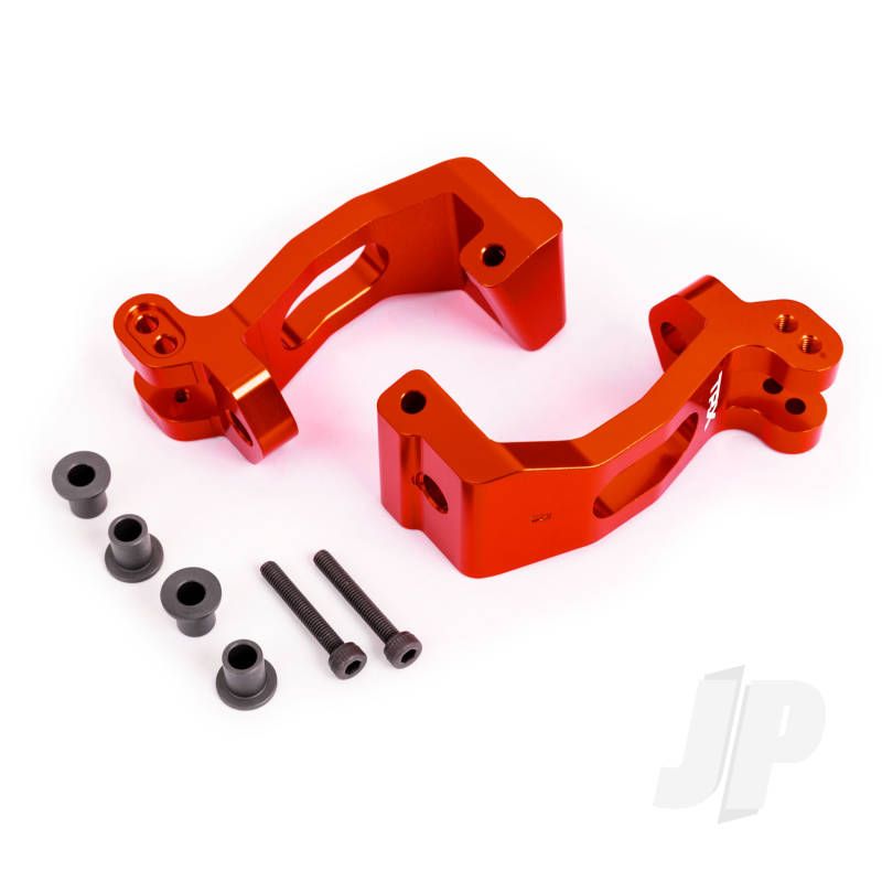 Traxxas Caster Blocks (C-Hubs), 6061-T6 Aluminium (Red-Anodised), Left &amp; Right/ Kingpin Bushings (4) (TRX9532R)