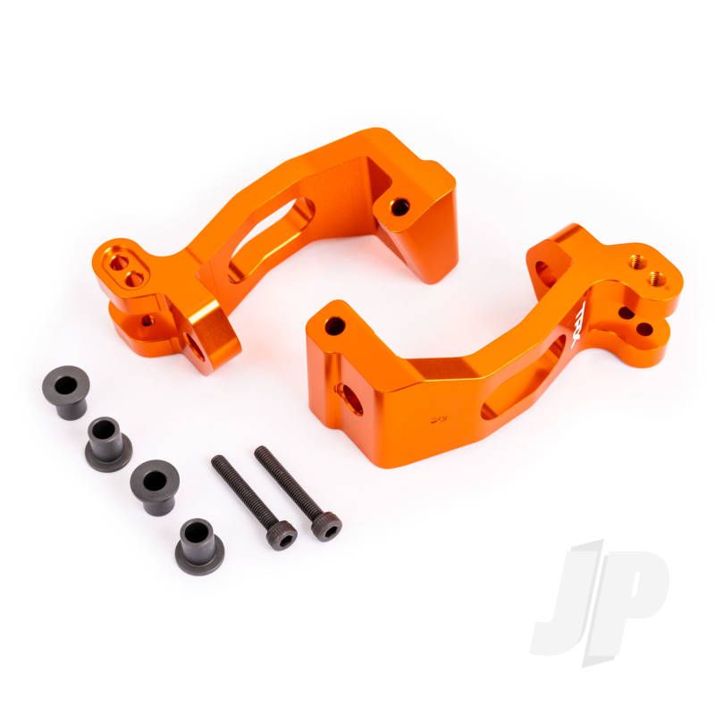 Traxxas Caster Blocks (C-Hubs), 6061-T6 Aluminium (Orange-Anodised), Left &amp; Right/ Kingpin Bushings (4) (TRX9532T)
