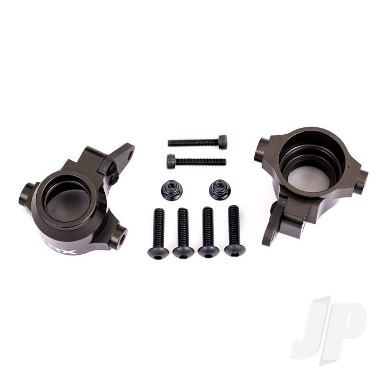 Traxxas Steering Blocks, 6061-T6 Aluminium (Dark Titanium-Anodised), Left &amp; Right/ Steering Block Arms (2) (TRX9635A)