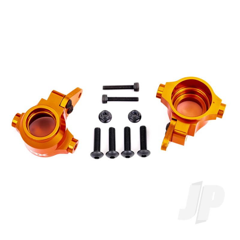 Traxxas Steering Blocks, 6061-T6 Aluminium (Orange-Anodised), Left &amp; Right/ Steering Block Arms (2) (TRX9635T)