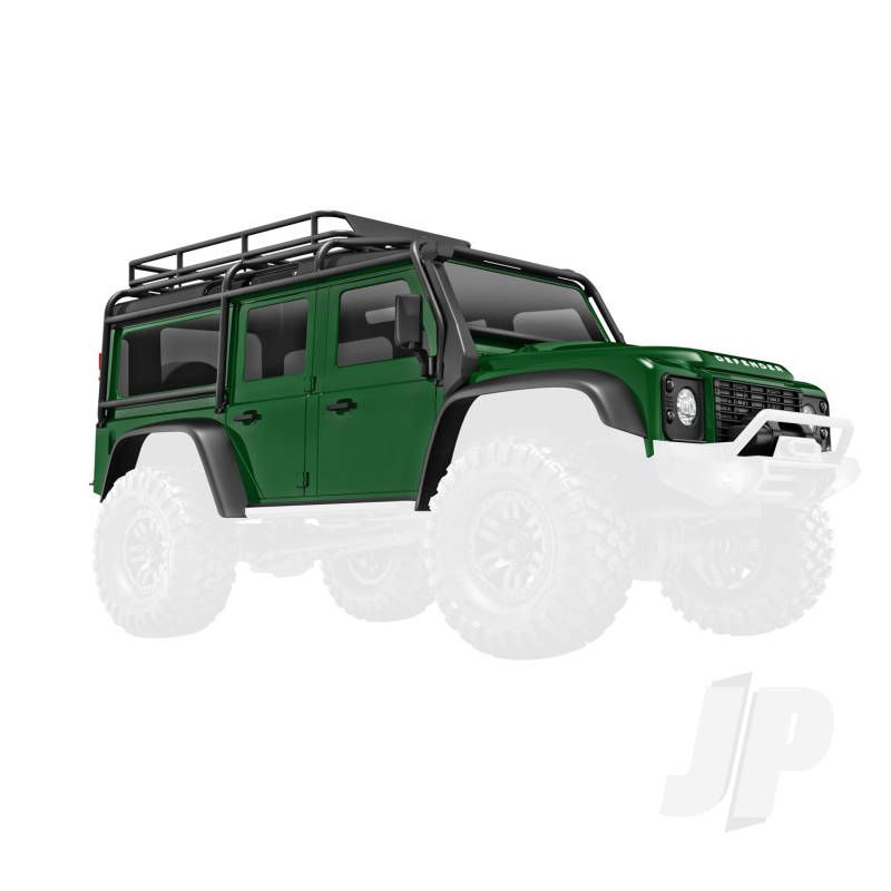 Traxxas Body, Land Rover Defender, Complete, Green (Includes Grille, Side Mirrors, Door Handles, Fender Flares, Windshield Wipers, Spare Tire Mount, &amp; Clipless Mounting) (TRX9712-GRN)
