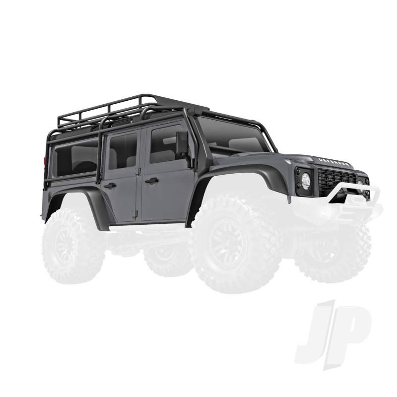 Traxxas Body, Land Rover Defender, Complete, Silver (Includes Grille, Side Mirrors, Door Handles, Fender Flares, Windshield Wipers, Spare Tire Mount, &amp; Clipless Mounting) (TRX9712-SLVR)