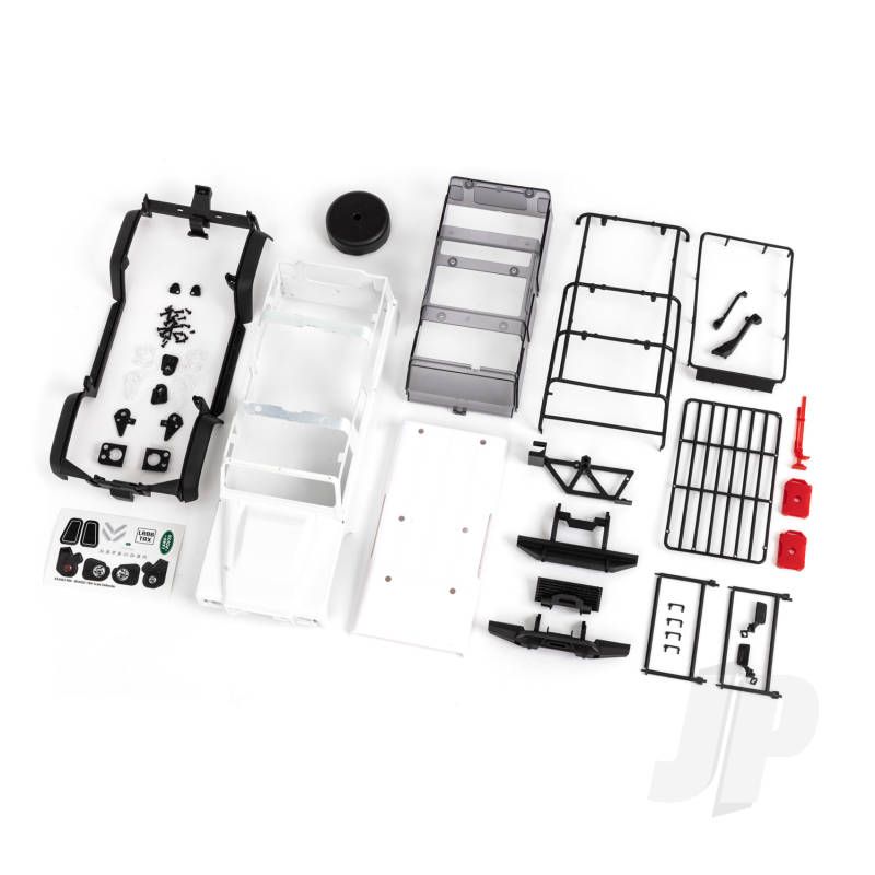 Traxxas Body, Land Rover Defender, Complete (White, Requires Painting) (Includes Grille, Side Mirrors, Door Handles, Fender Flares, Fuel Canisters, Jack, Spare Tire Mount, &amp; Clipless Mounting) (TRX9712)