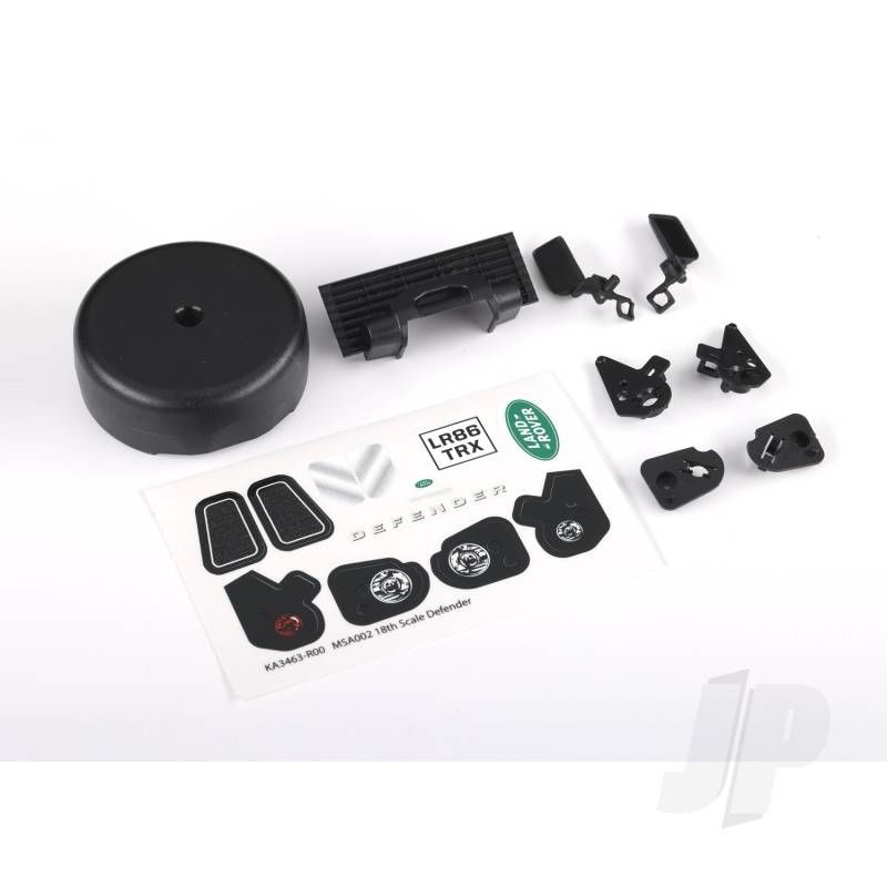 Traxxas Grille/ Mirrors, Side (Left &amp; Right)/ Spare Tire Cover/ Light Retainers, Body (Front &amp; Rear, Left &amp; Right)/ Decal Sheet (Fits #9712 Body) (TRX9720)