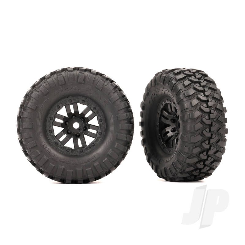 Traxxas Tyres &amp; Wheels, Assembled (Black 1.0In Wheels, Canyon Trail 2.2X1.0In Tyres) (2) (TRX9773)