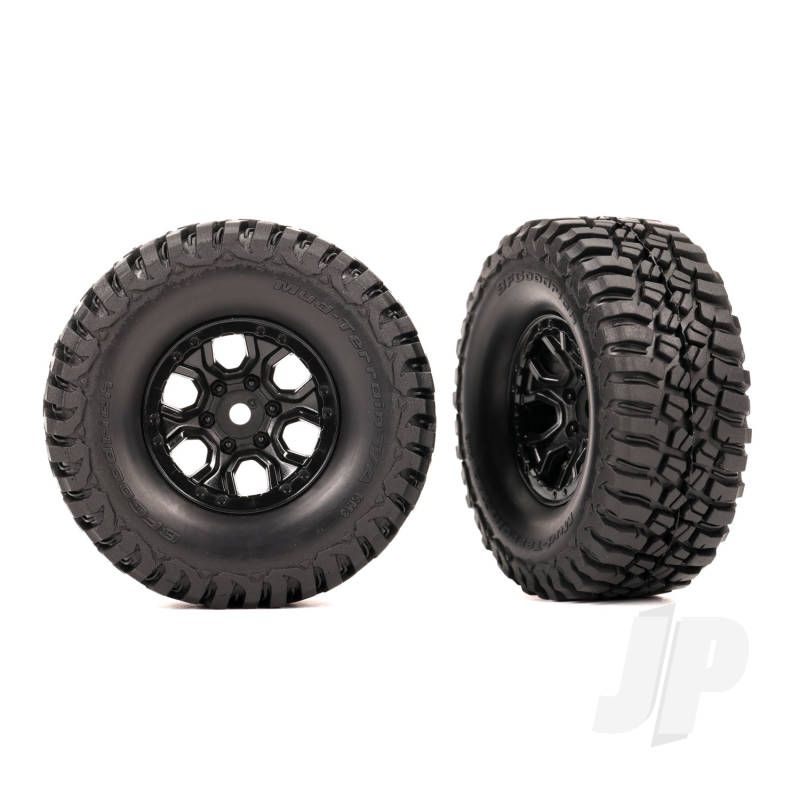 Traxxas Tyres &amp; Wheels, Assembled (Black 1.0In Wheels, Bfgoodrich Mud-Terrain T/A Km3 2.2X1.0In Tyres) (2) (TRX9774)