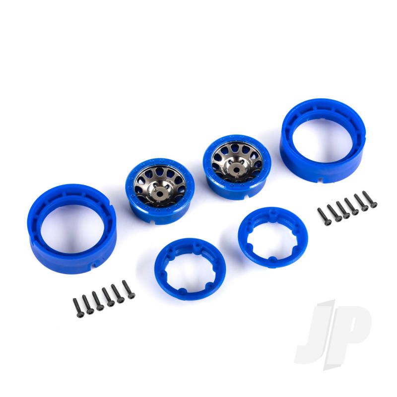 Traxxas Wheels, 1.0&#039;, Method Race Wheels 105 Beadlock (Satin Black Chrome With Blue Beadlock) (2) (TRX9781-BLKBL)