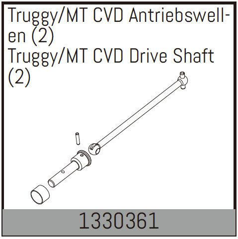 Absima Truggy/Mt Cvd Drive Shaft (2) ( AB 1330361)
