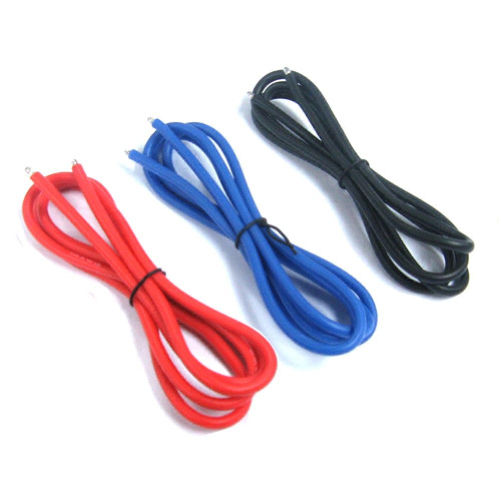 Yeah Racing 14AWG Silver Silicone Wire Set (BK/BU/RD) + Heat Shrink