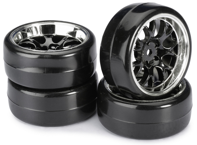 Absima Wheel Set Drift LP &quot; Comb / Profile B&quot; Black/Chrome 1:10 (4 pcs) ( AB 2510041)