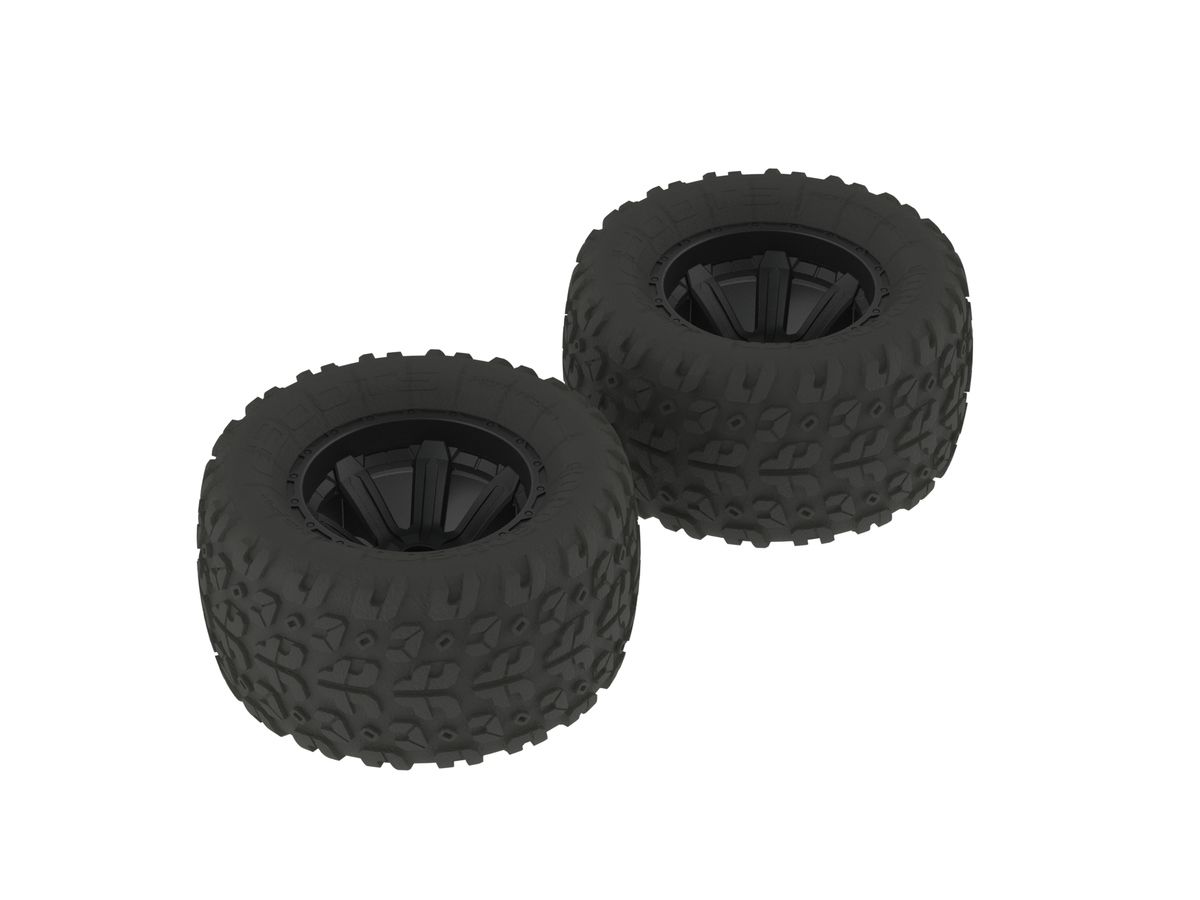 Arrma Copperhead MT Tire/Wheel Glued Black (2) (Z-AR550014)
