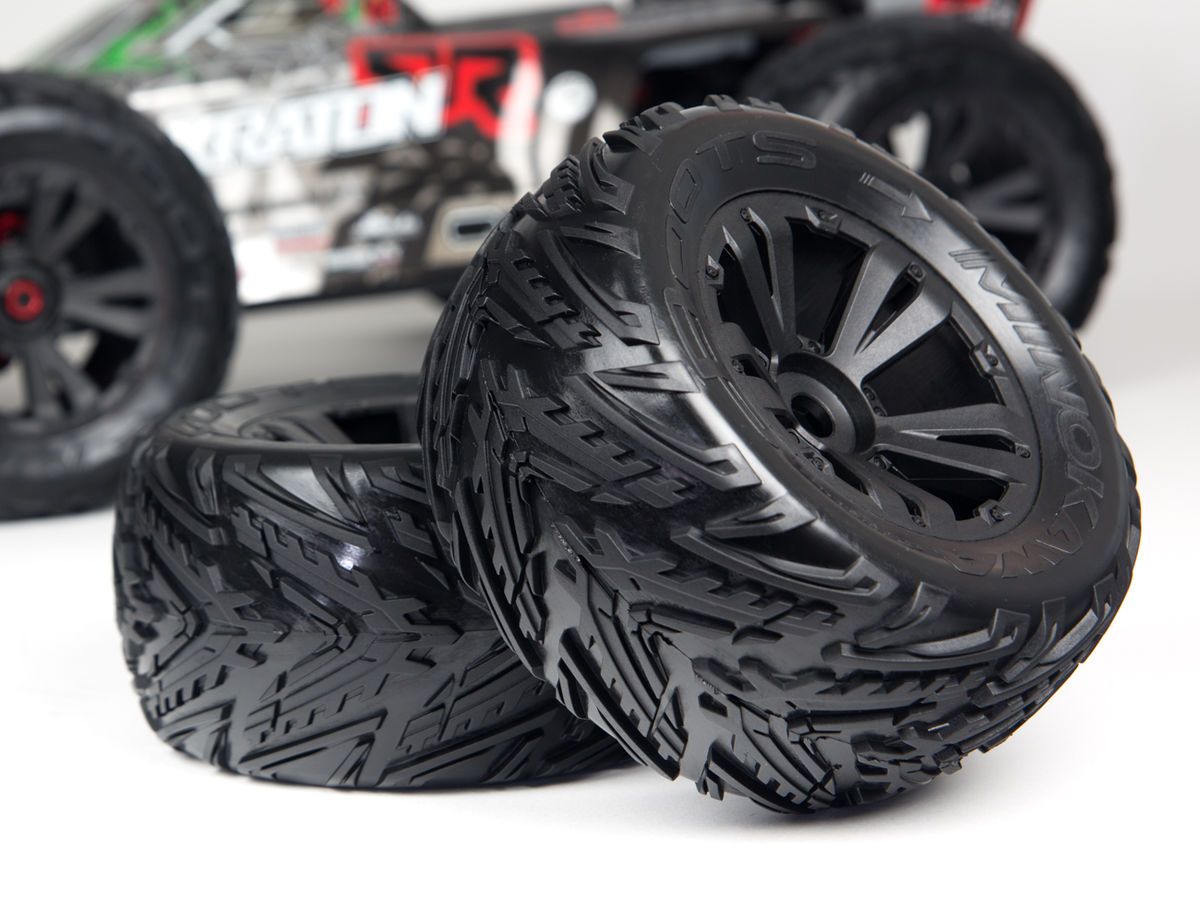 Arrma Minokawa MT 6S Tire Wheel Glued Black (2) (Z-AR550034)