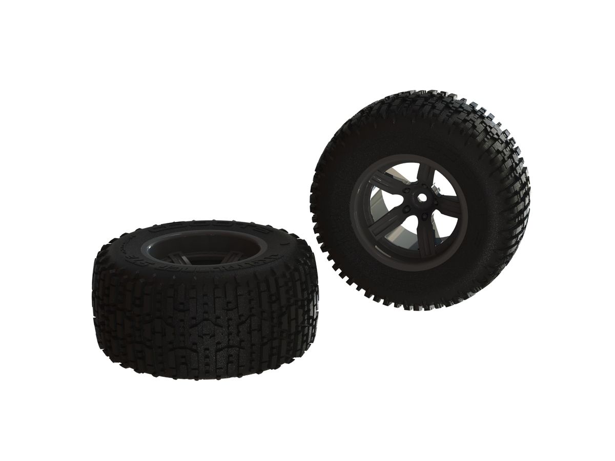 Arrma Dirtrunner ST Rear Tire Set Glued Black (2) (Z-AR550041)