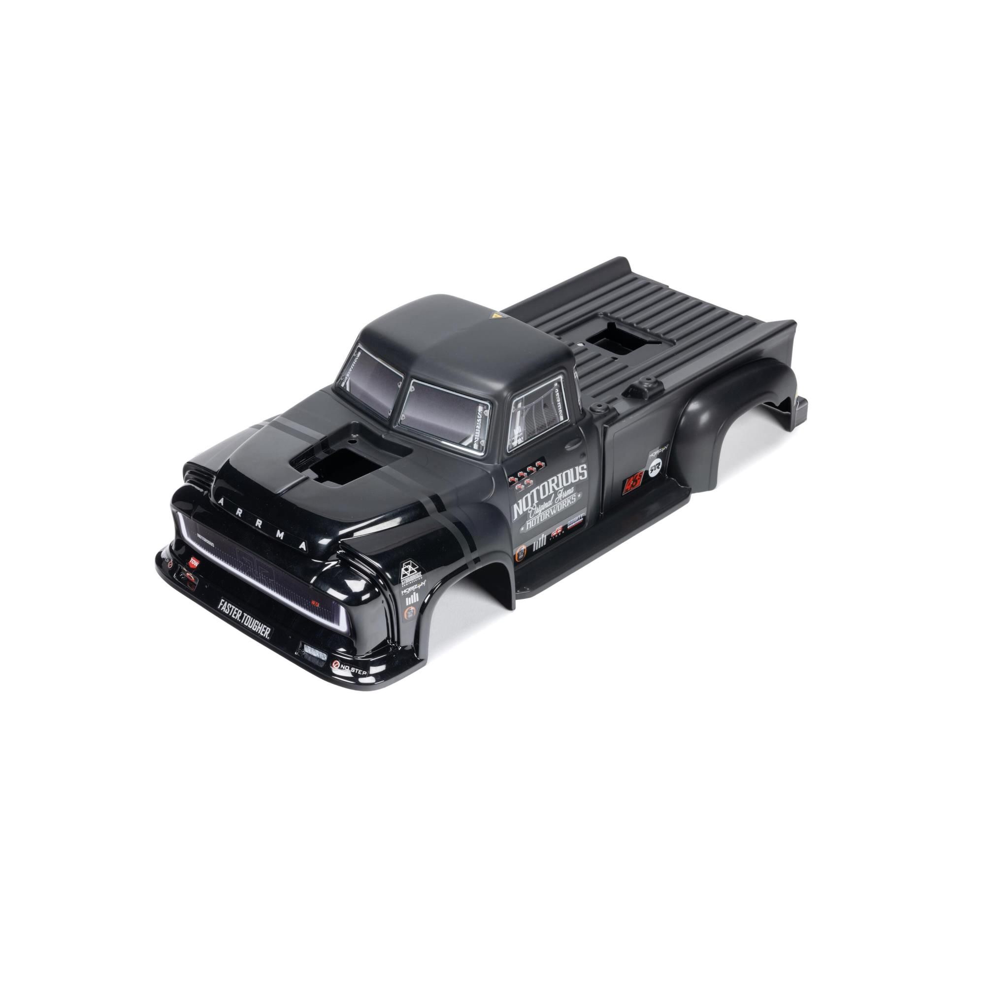 Arrma 1/8 Painted Body with Decals, Black: NOTORIOUS 6S BLX V6 (Z-ARA-1541)