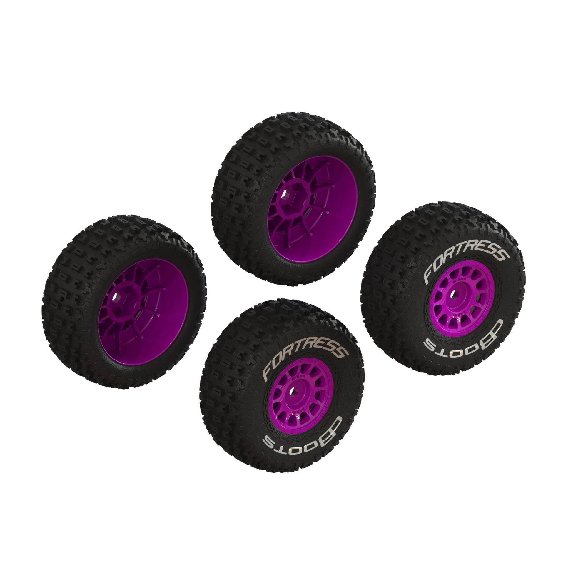 Arrma dBoots &#039;FORTRESS&#039; Glued Tire Set, Purple (2 Pairs) (Z-ARA-1570)