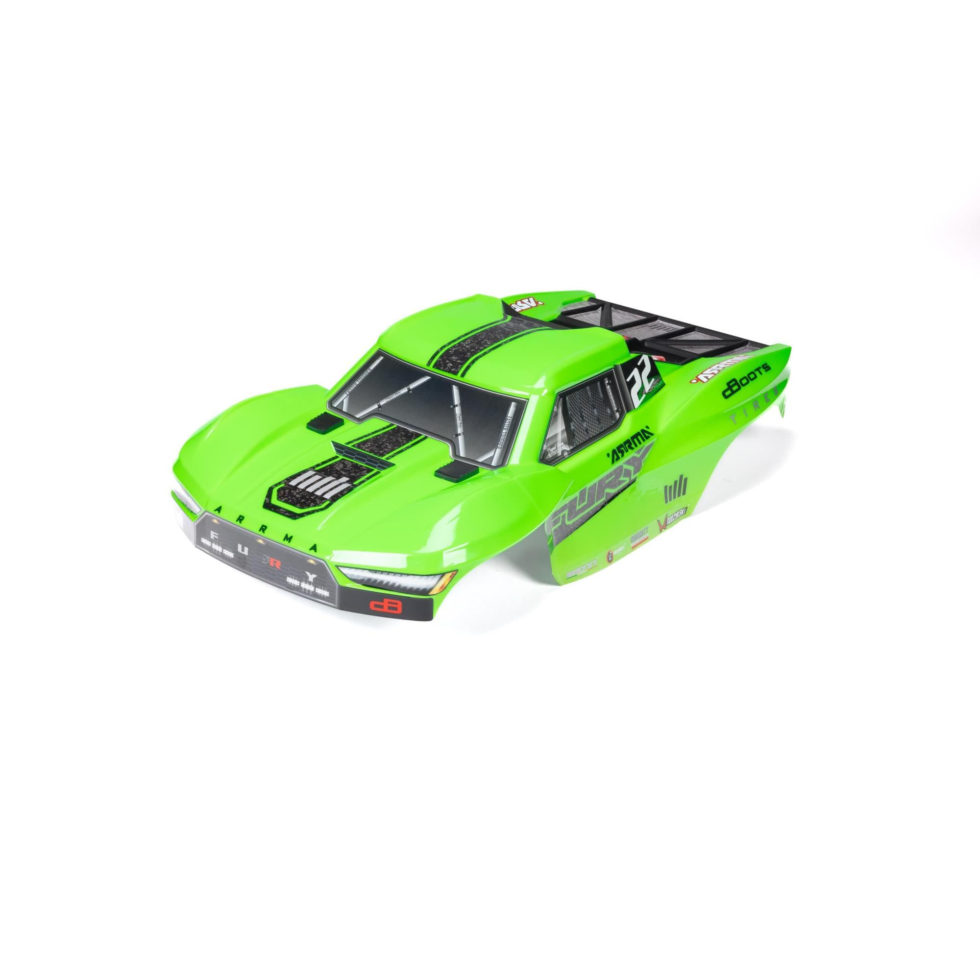 Arrma 1/10 Clipless Painted Trimmed Body Set with Decals, Green: F (Z-ARA-1584)