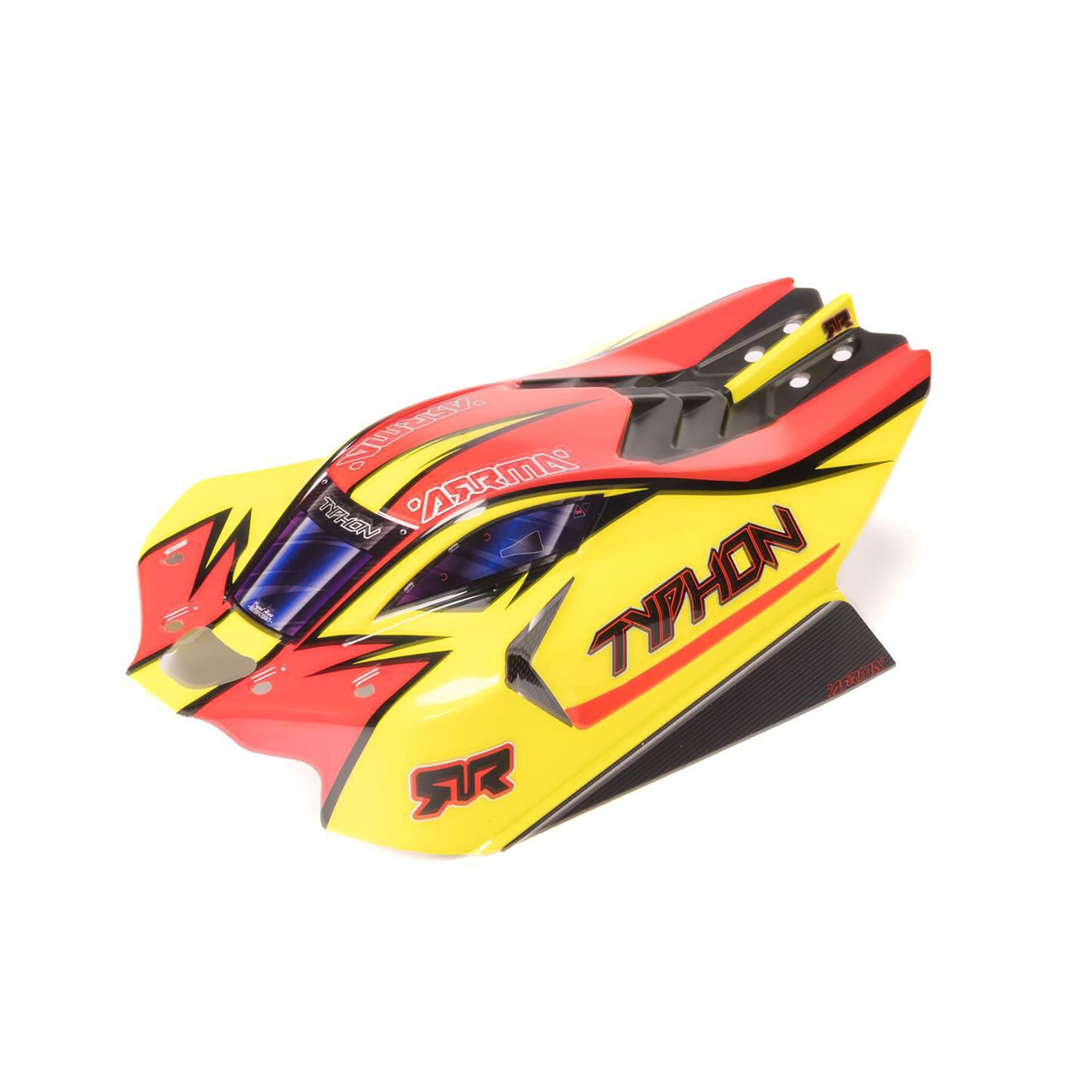 Arrma 1/8 Clipless Painted Decaled Body, Yellow/Red: TYPHON 4X4 (Z-ARA-2250)