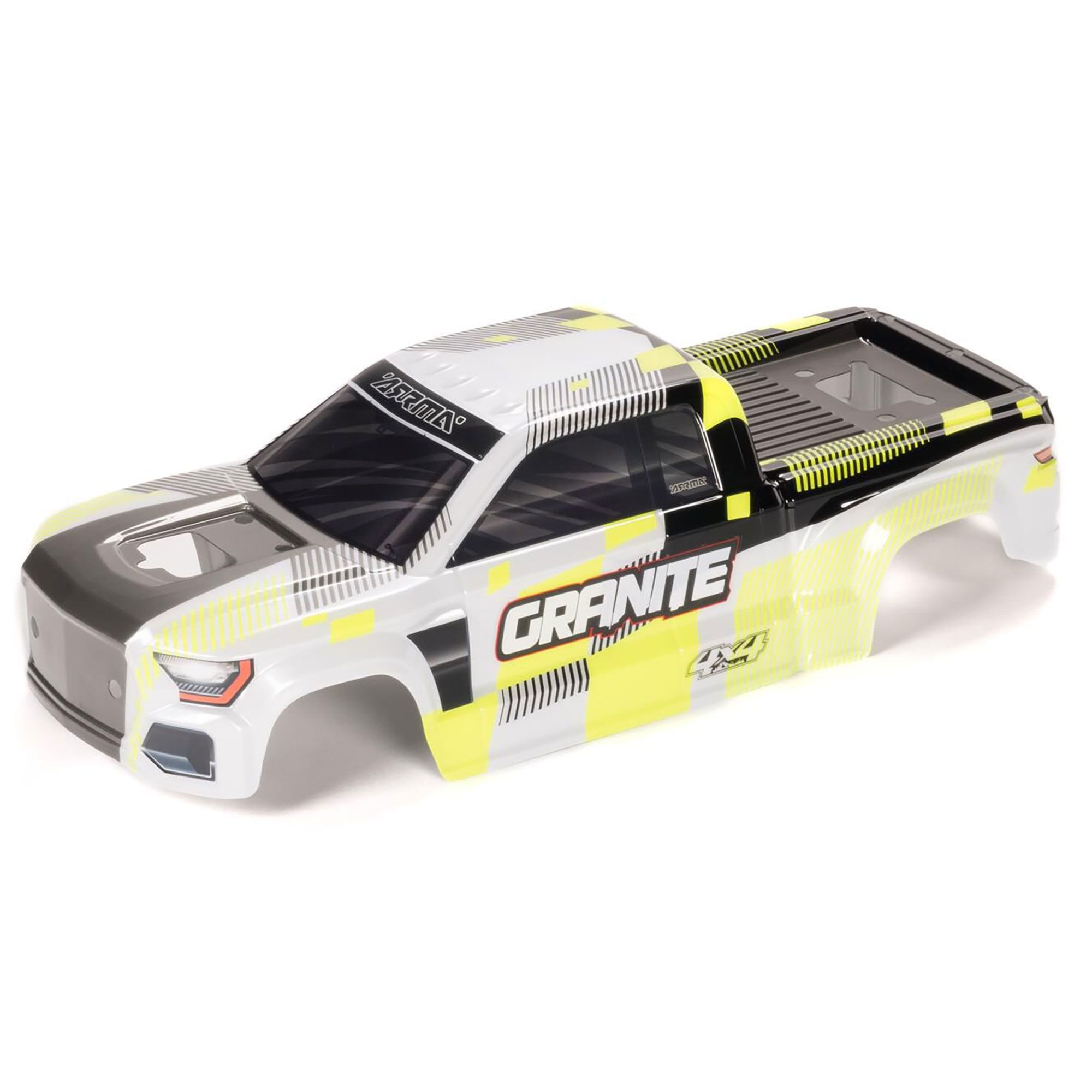 Arrma 1/10 Clipless Painted Decaled Body, Yellow: GRANITE 4X4 (Z-ARA-2316)