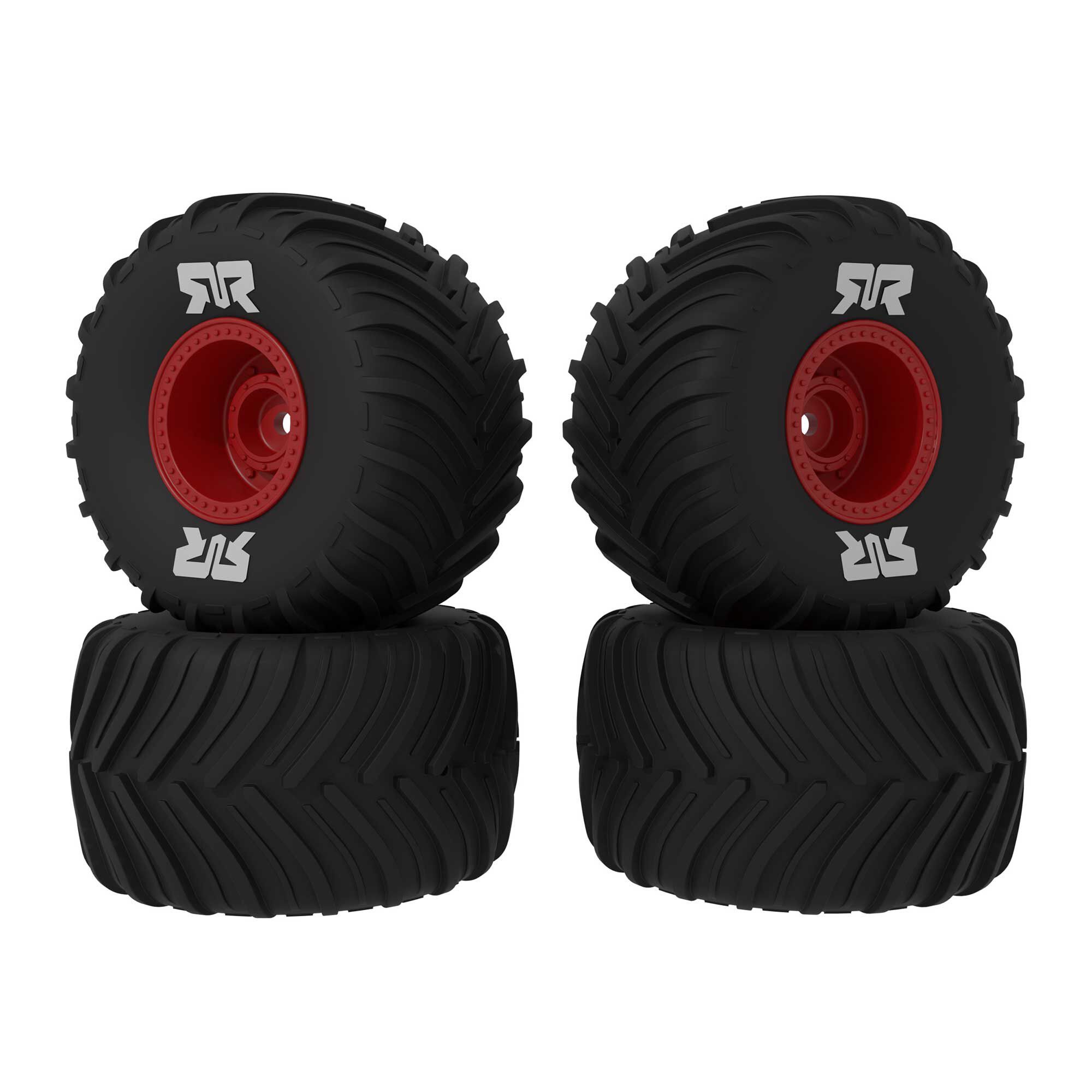 Arrma dBoots Chevron MT Tire Set Glued, Red (2 Pairs): GROM (Z-ARA-2585)