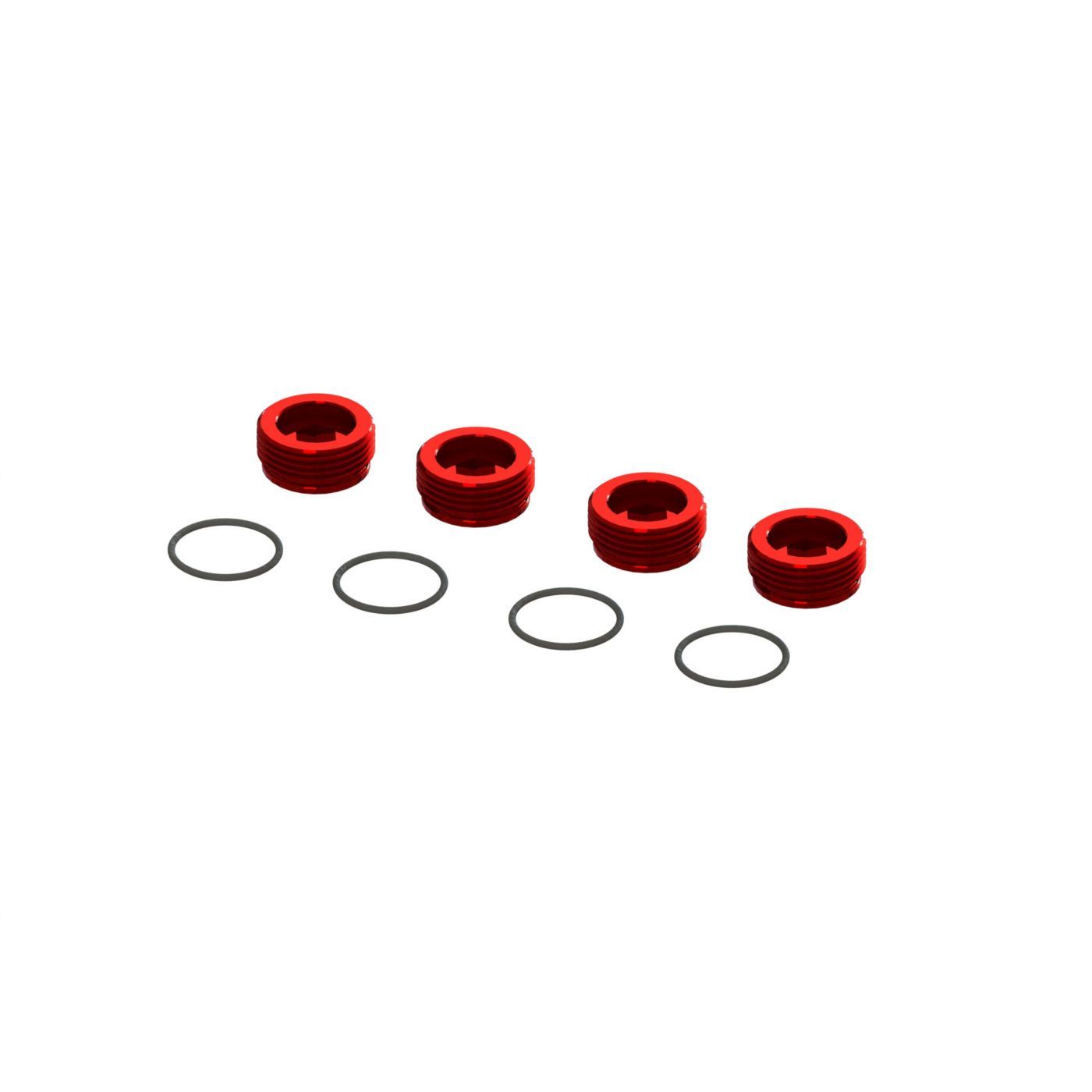 Arrma Aluminum Front Hub Nut Red (4) inc O-Rings (Z-ARA320467)