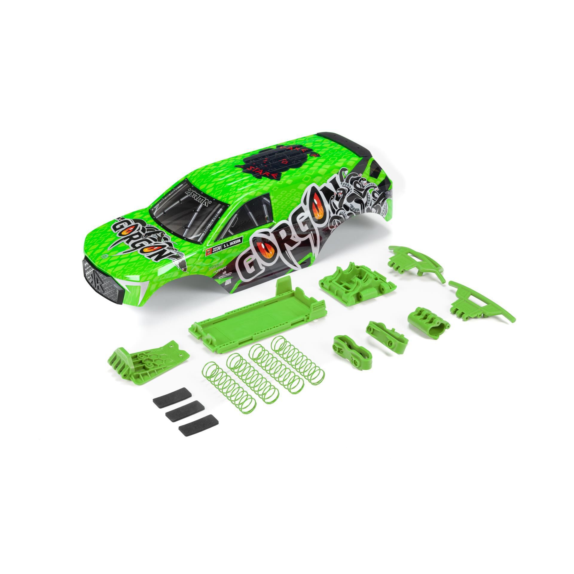 Arrma GORGON Painted Decaled Trimmed Body Set, Green (Z-ARA402356)