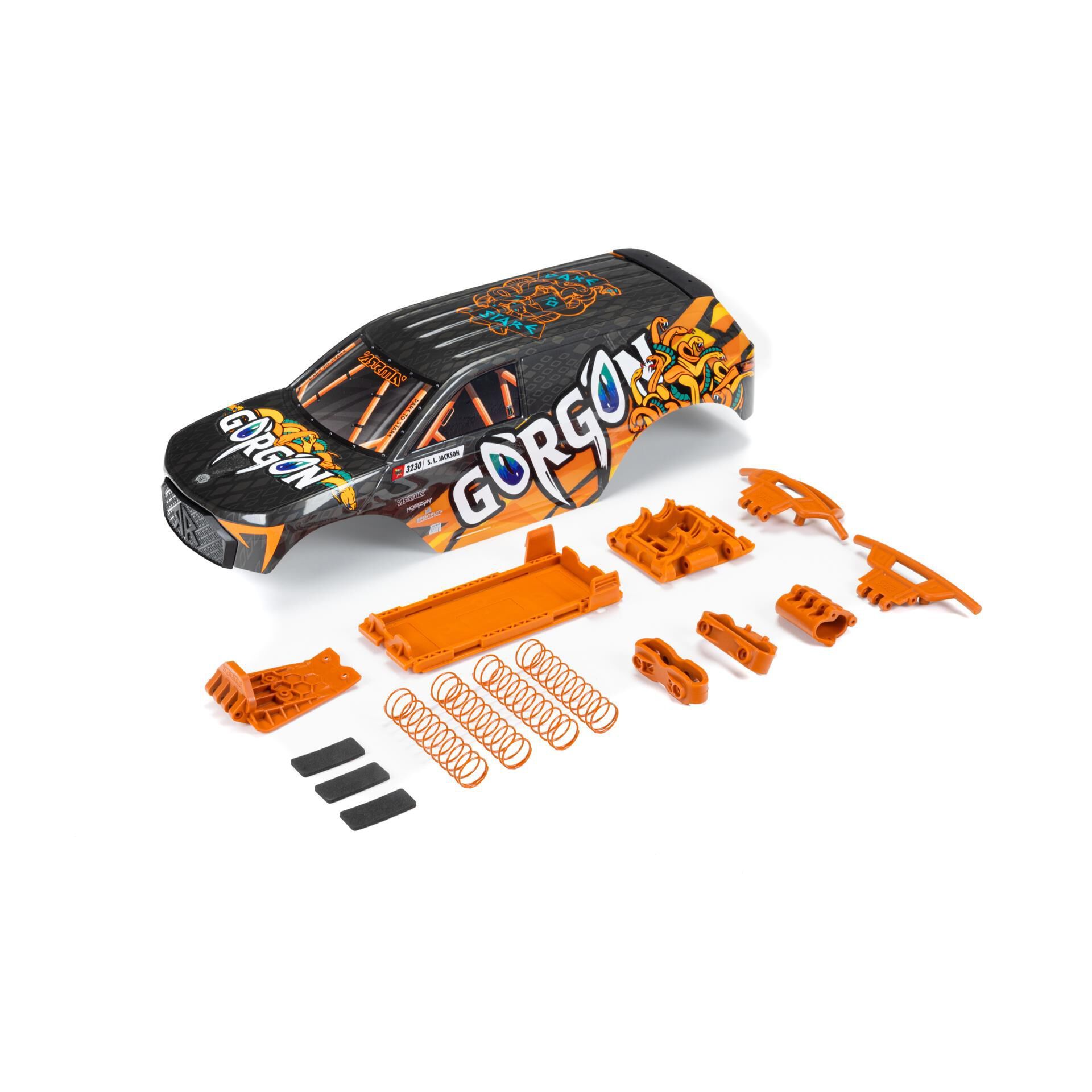 Arrma GORGON Painted Decaled Trimmed Body Set, Orange (Z-ARA402357)