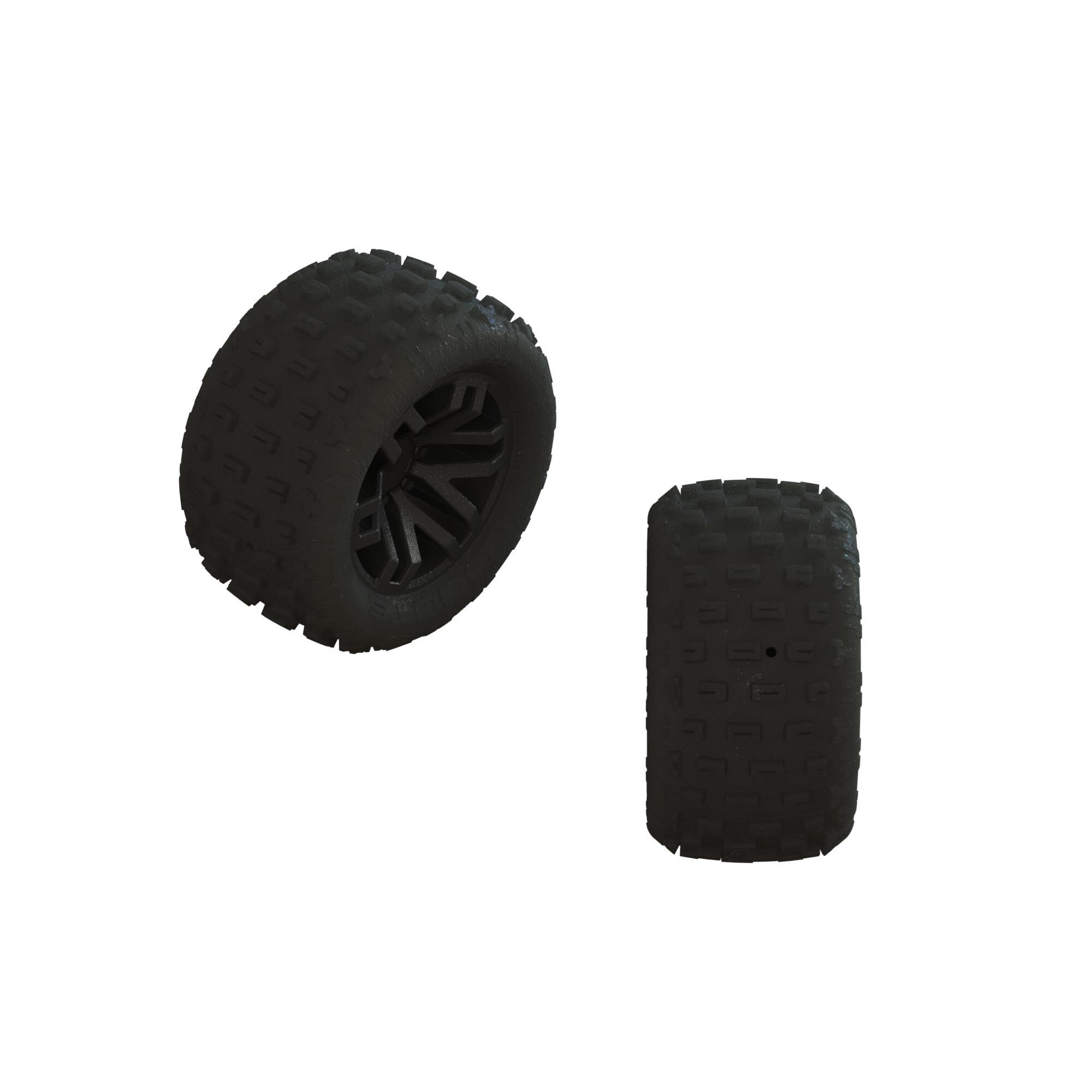 Arrma dBoots &#039;FORTRESS&#039; 1/18th Tire Set Glued (Black) (2 Pairs) (Z-ARA550112)