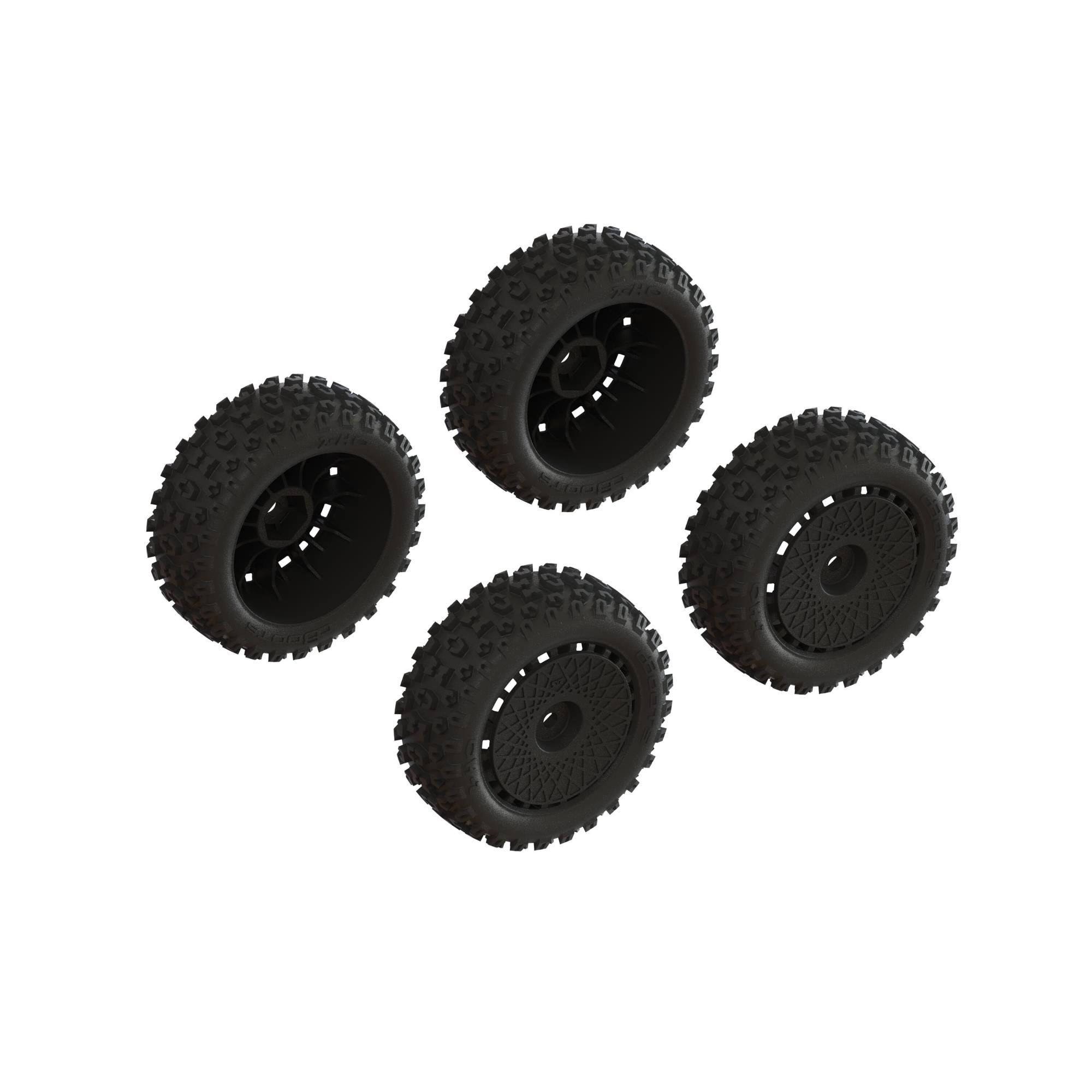Arrma dBoots &#039;2-HO&#039; Tire Set Glued (Black) (2 Pairs) (Z-ARA550114)