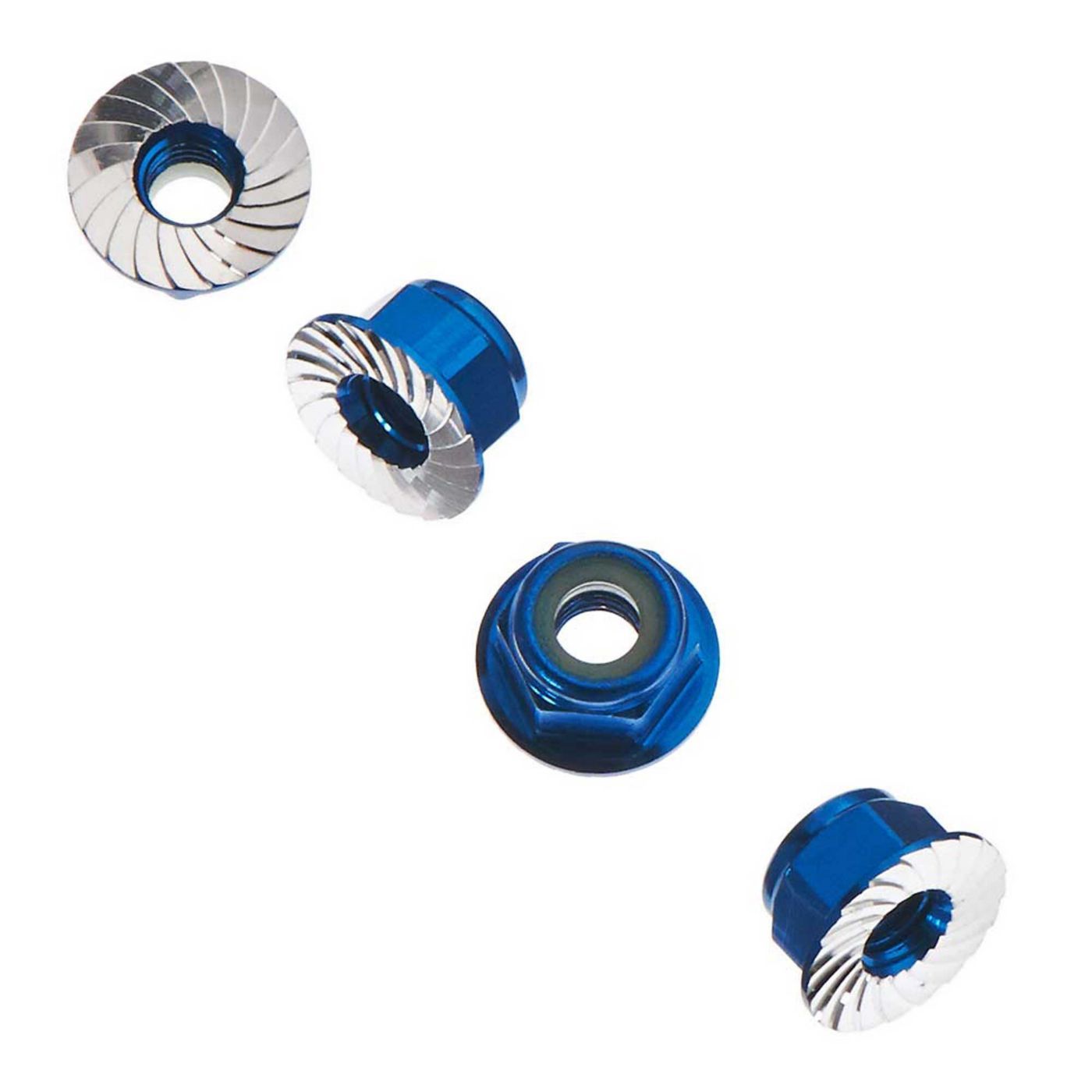 Axial Wheel Nut M4 Serrated Blue (4) (Z-AXA1046)