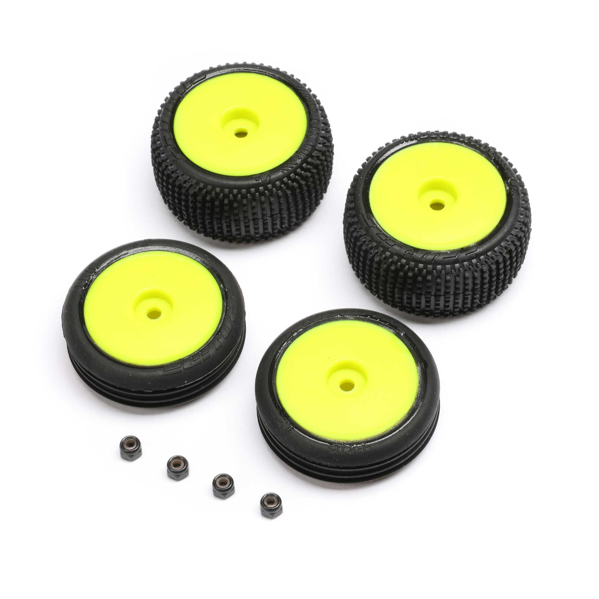 Losi Tires &amp; Wheels Mounted, Yellow: Micro-B (Z-LOS-1762)