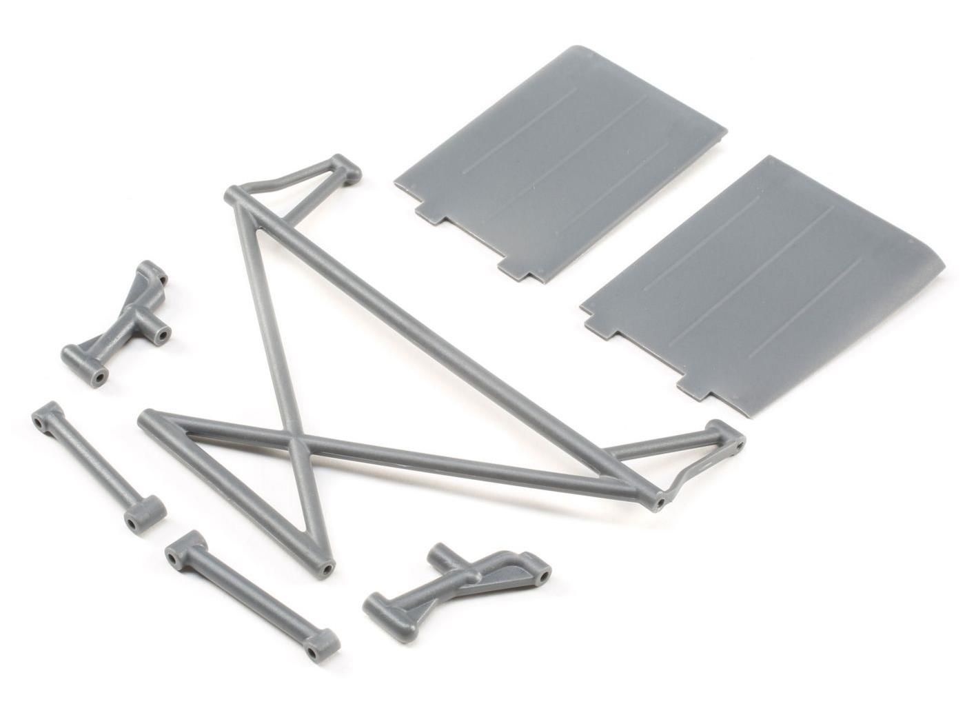 Losi Rear Tower Support,X-Bar,Mud Guards,Grey: Rock Rey (Z-LOS230041)