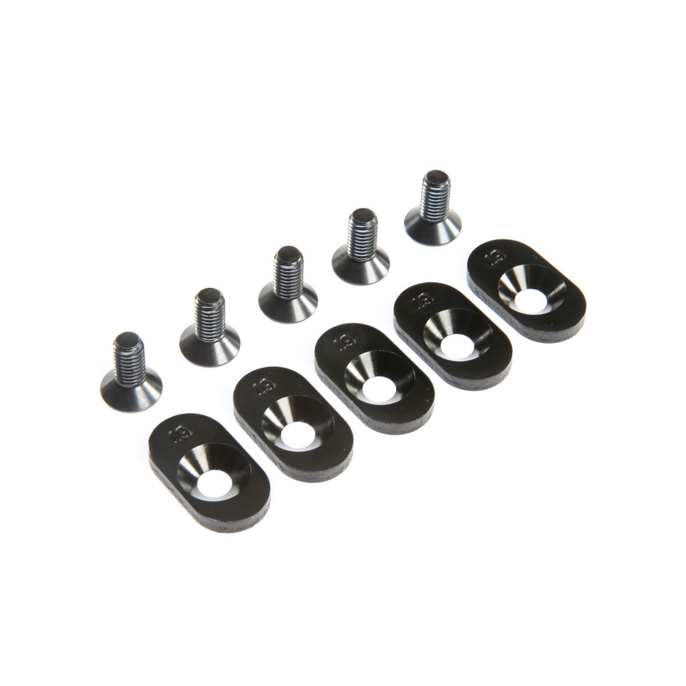 Losi EngineMntInsert&amp;Screws, BLK, 19T(5): 5ive-T 2.0 (Z-LOS252101)