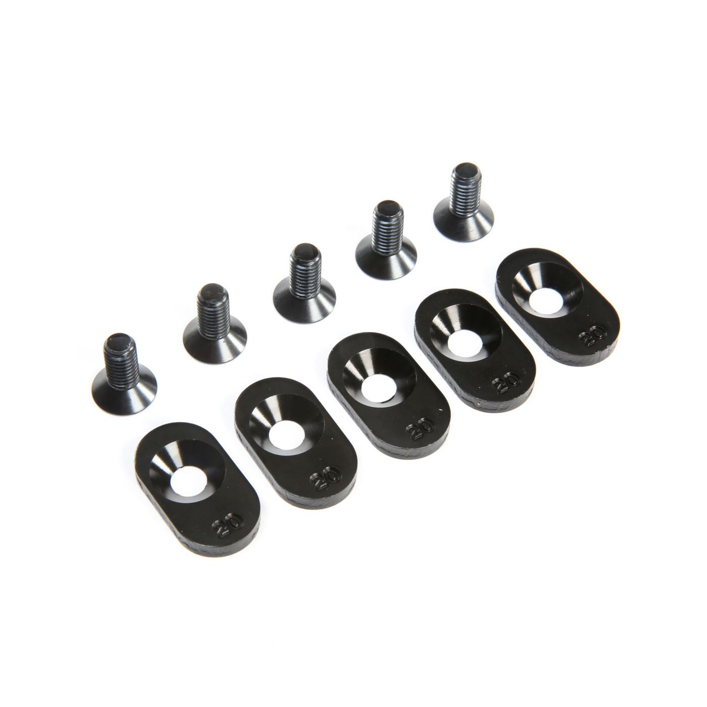 Losi EngineMntInsert&amp;Screws, BLK, 20T(5): 5ive-T 2.0 (Z-LOS252103)