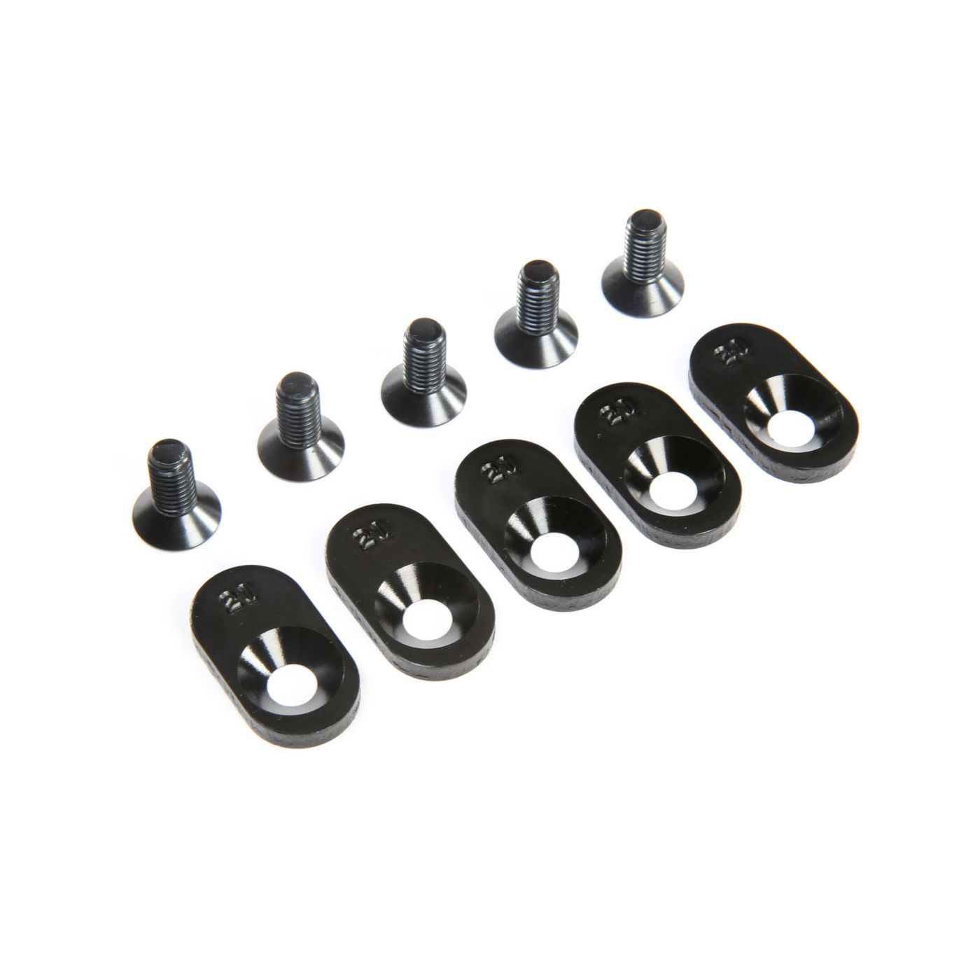 Losi EngineMntInsert&amp;Screws, BLK, 21T(5): 5ive-T 2.0 (Z-LOS252105)