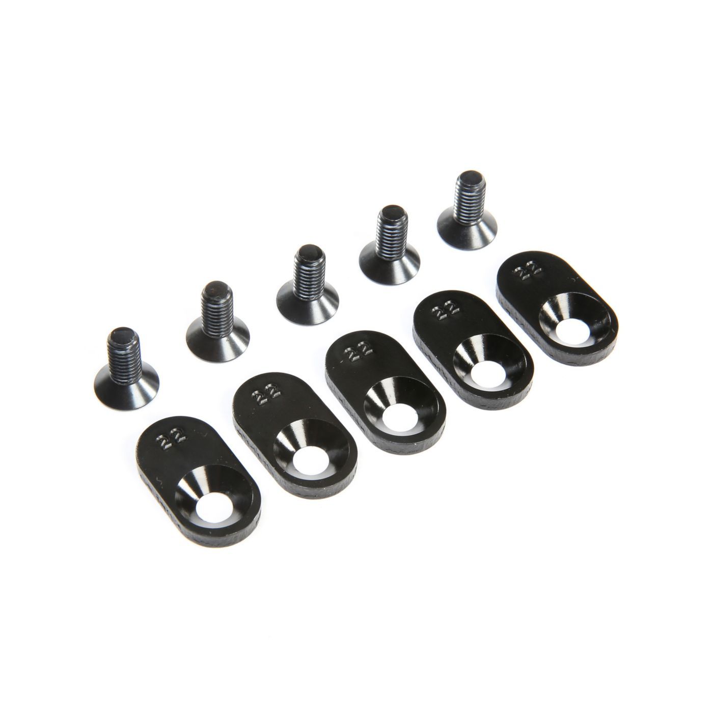 Losi EngineMntInsert&amp;Screws, BLK, 22T(5): 5ive-T 2.0 (Z-LOS252107)