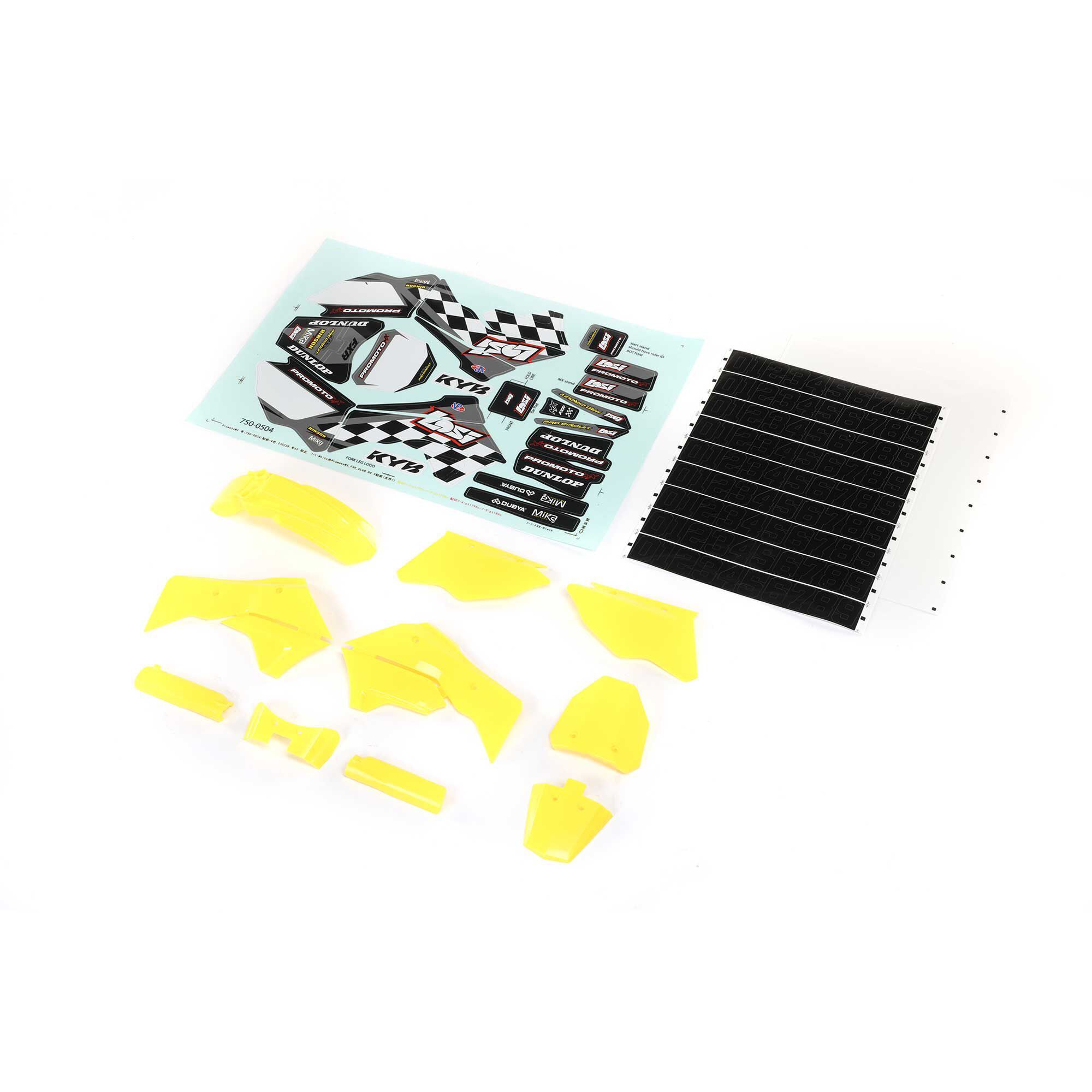 Losi Yellow Plastics with Wraps: Promoto-MX (Z-LOS260003)
