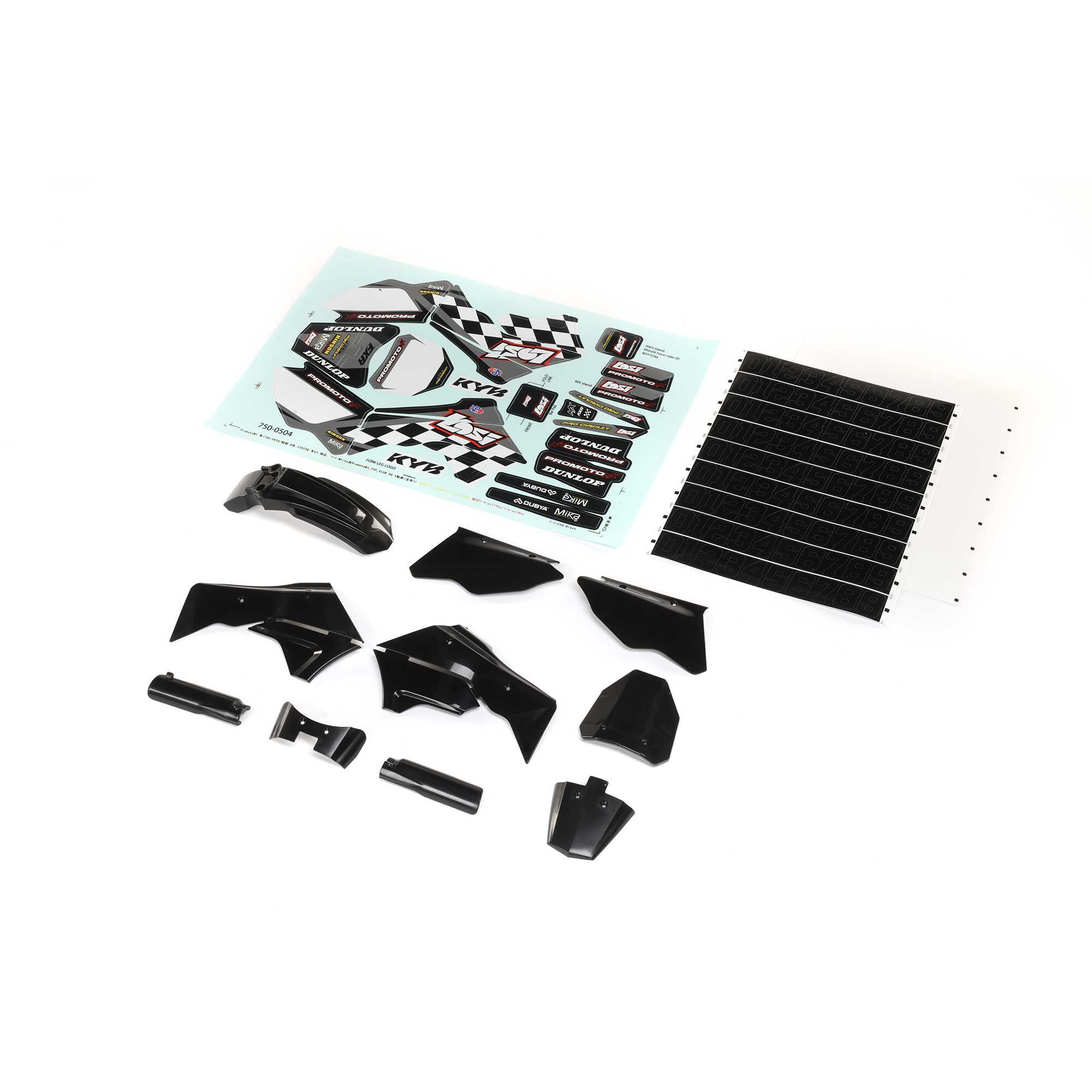 Losi Black Plastics with Wraps: Promoto-MX (Z-LOS260006)