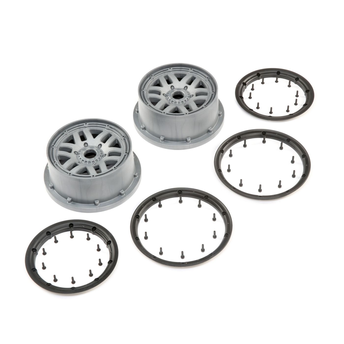 Losi Wheel &amp; Beadlock Set, Grey (2): 5ive-T 2.0 (Z-LOS45022)