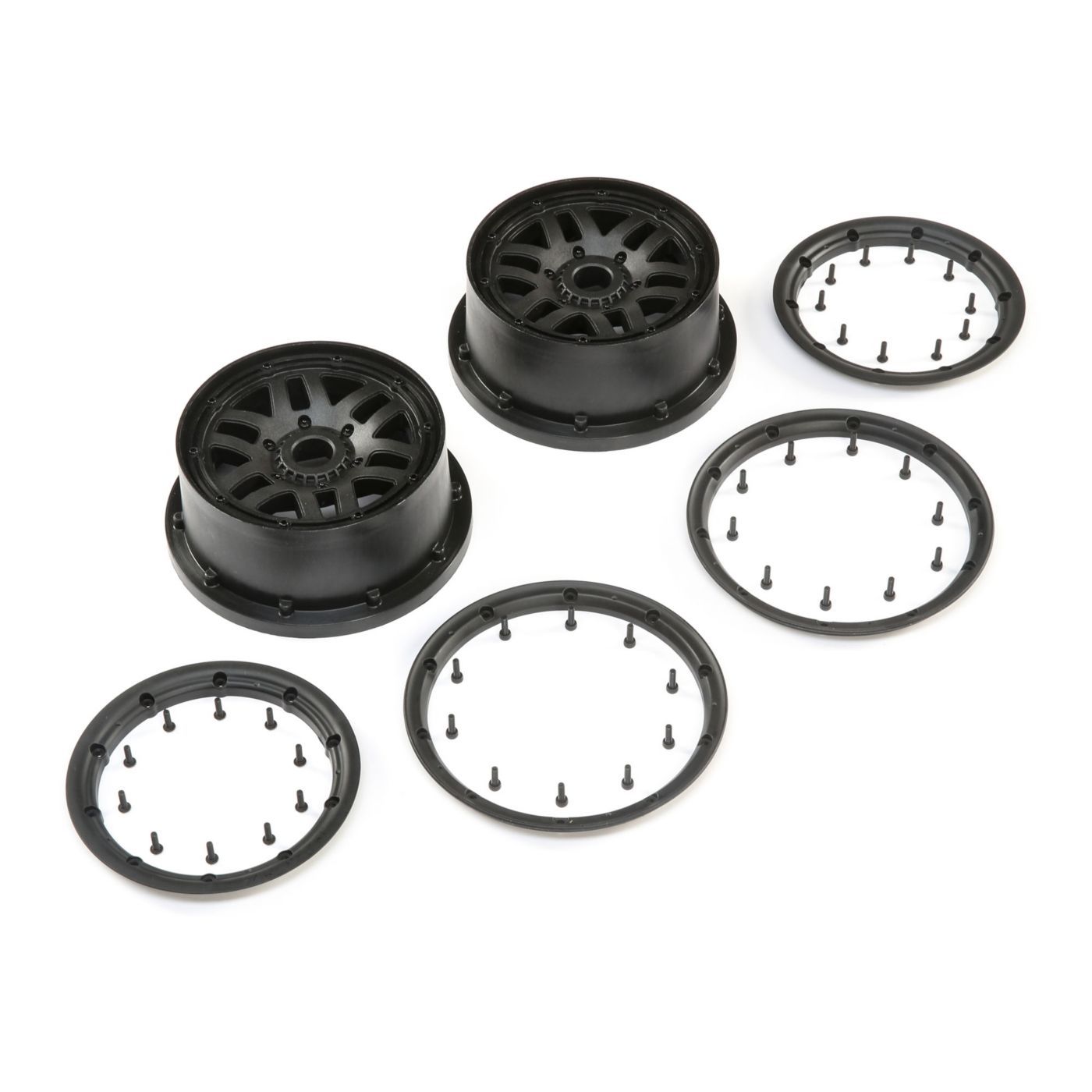 Losi Wheel &amp; Beadlock Set, Black (2): 5ive-T 2.0 (Z-LOS45025)
