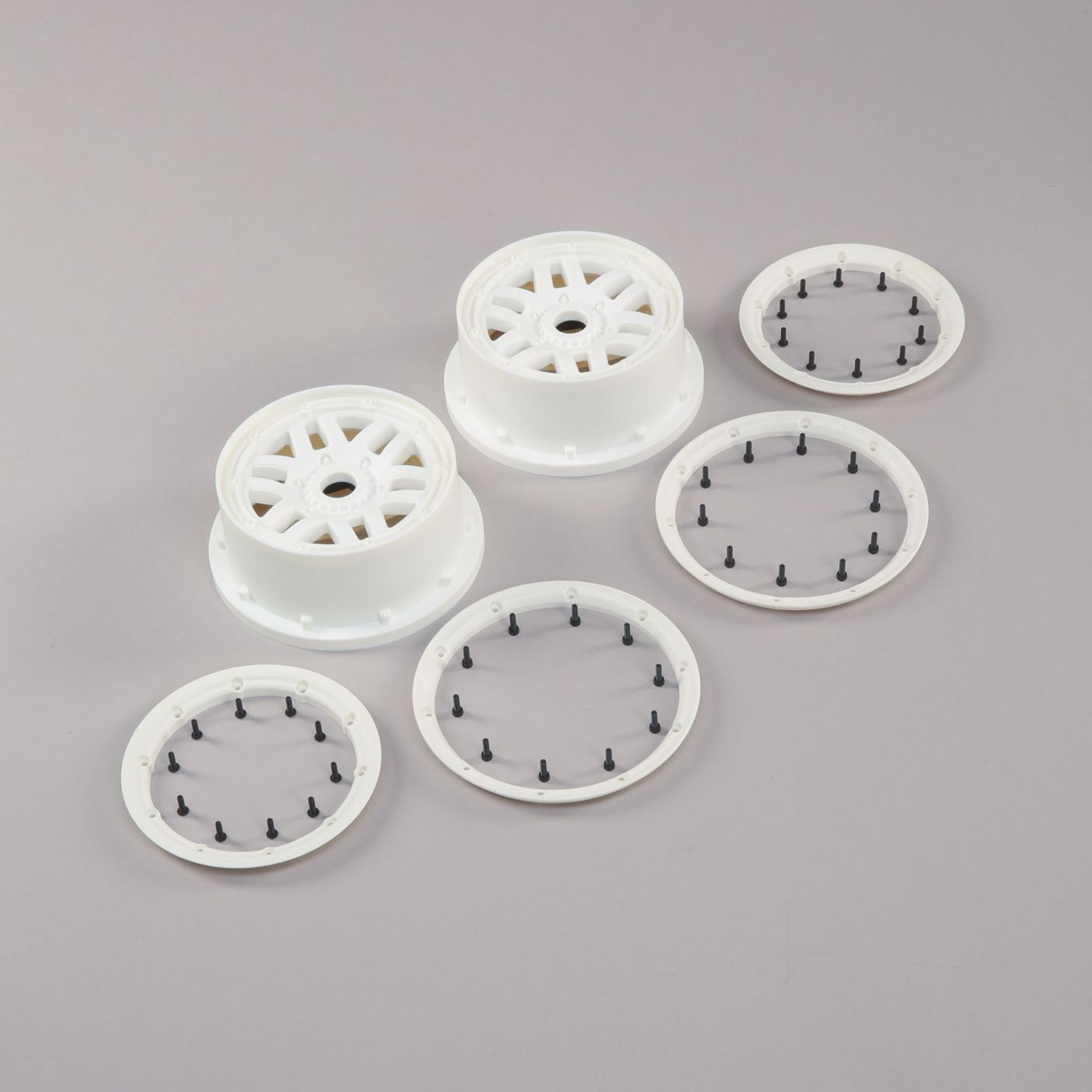 Losi Wheel &amp; Beadlock Set, White (2): 5ive-T 2.0 (Z-LOS45026)