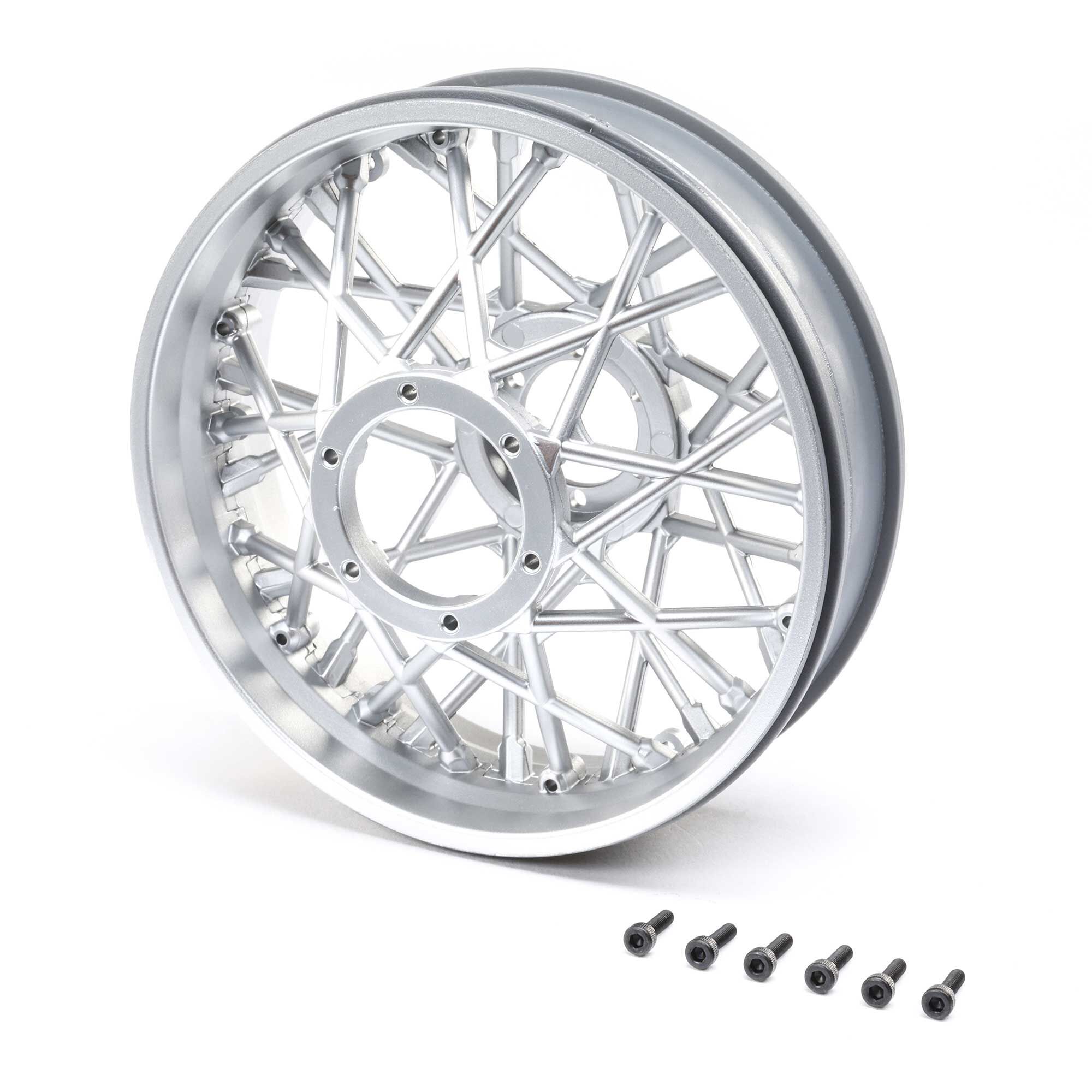 Losi Rear Wheel Set, Satin Chrome: Promoto-MX (Z-LOS46003)