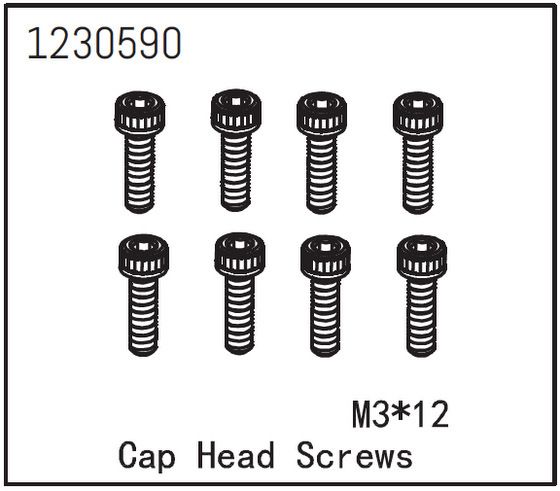 Absima Cap Head Screw M3*12 (8) ( AB 1230590)