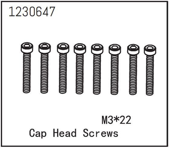 Absima Cap Head Screws M3*22 (8) ( AB 1230647)